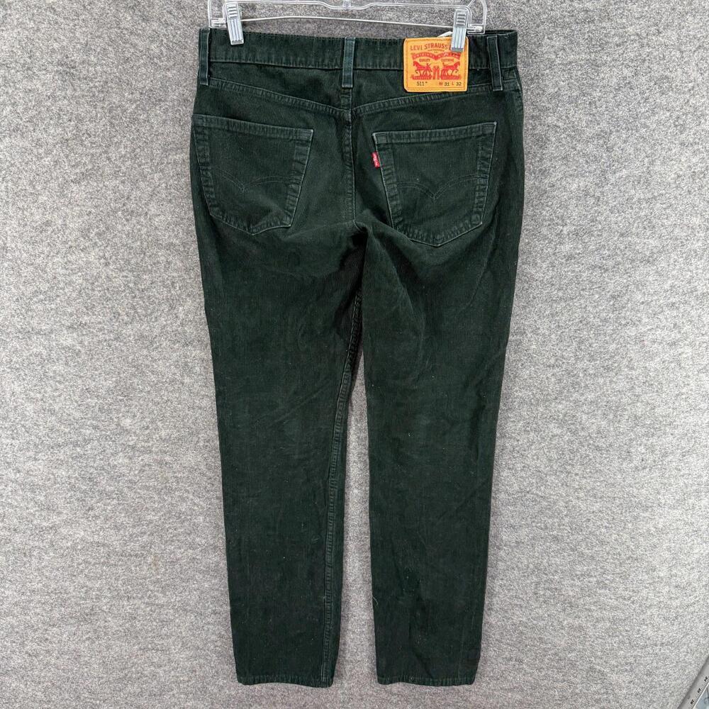 Levi's Jeans Men 31/32 Green Denim Dark Wash Mid Rise 511 Skinny Pockets Regular - Picture 2 of 9